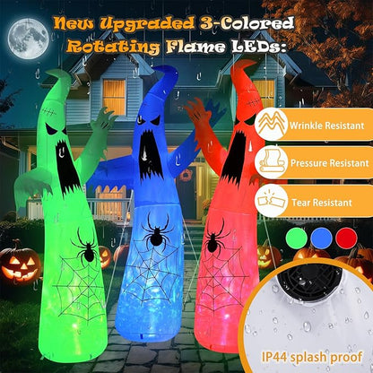 Halloween Inflatable Ghost Decoration, LED Color Changing Lights, Outdoor Yard Decor with Wings (8FT Thriller Spider Ghost)