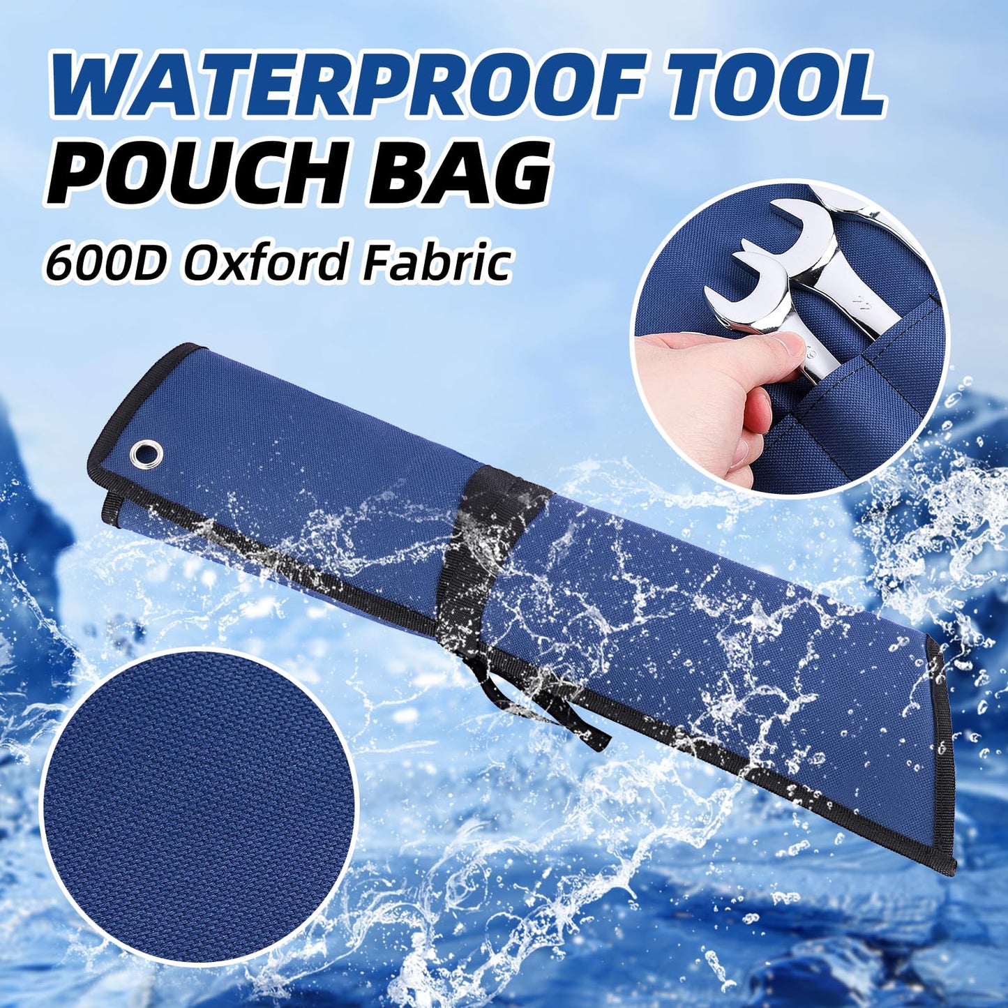 【NO TOOLS】ROCKCOON 16 Pockets Wrench Roll Organizer for 6-32mm Wrenches, Heavy Duty Waterproof Tool Pouch for Wrenches/Screwdrivers/Pliers (Empty Bag Only)