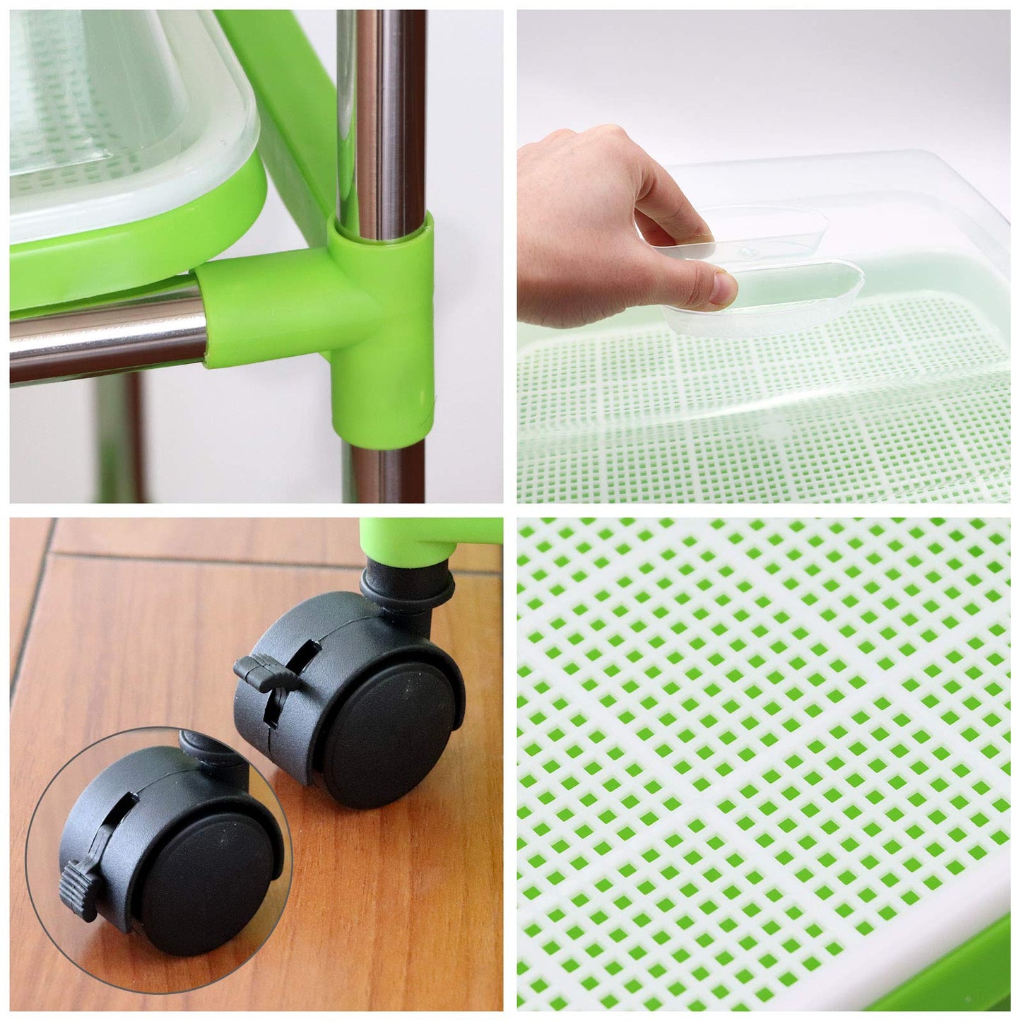 5 Layers Seed Starter Kit - Seed Sprouter Trays with Clear Lid & Stainless Steel Shelf, Soil-Free Germination Trays for Indoor/Outdoor Microgreens, Wheatgrass Mung Beans Cat Grass & Seedling Growing