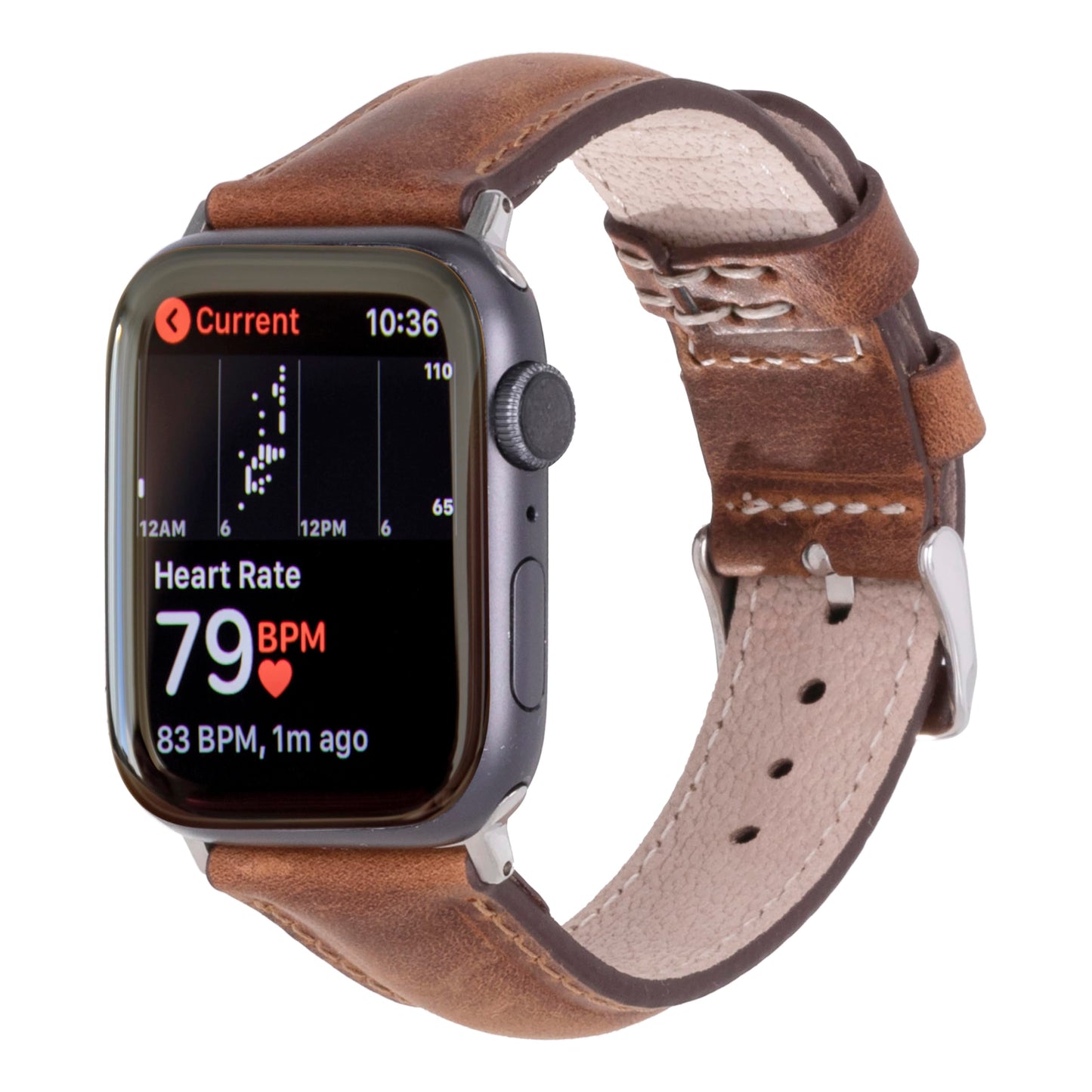 benvato Premium Handmade Leather Watch Band for Apple Watch Ultra 3 2 1 & SE 3 2 1 & Series 11 10 9 8 7 6 5 4 3 2 1 fits 49mm 46mm 45mm 44mm (Saddle Brown w/Silver Connector&Clasp)