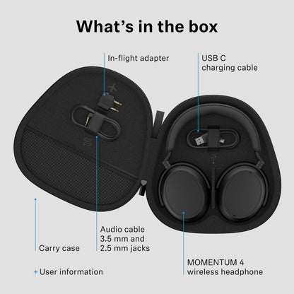 Sennheiser Momentum 4 Wireless Noise Cancelling Headphones - Bluetooth Headset for Crystal-Clear Calls with Adaptive Noise Cancellation, Over-Ear Headphones, 60h Battery Life, Folding Design, White