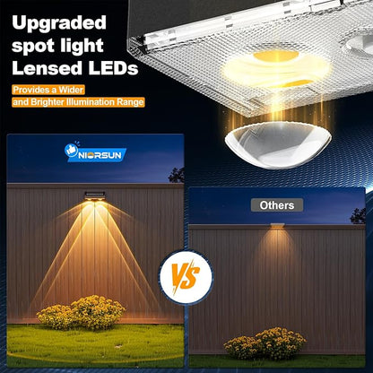NIORSUN Solar Fence Lights,24 Pack Deck Light,Led Lights Warm White Outdoor Wall Lights,IP45 Solar Powered Light Waterproof for Backyard/Pool/Railing/Patio/Porch/Step/Outside/Garden (Black)