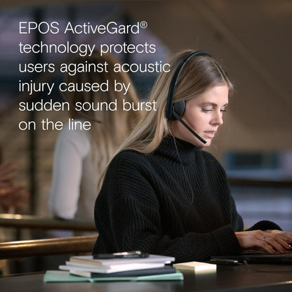 EPOS I SENNHEISER C10 USB Headset with Microphone | Wired Headphones with Simple and Flexible USB C Connection and EPOS BrainAdapt™ Technology ,Black