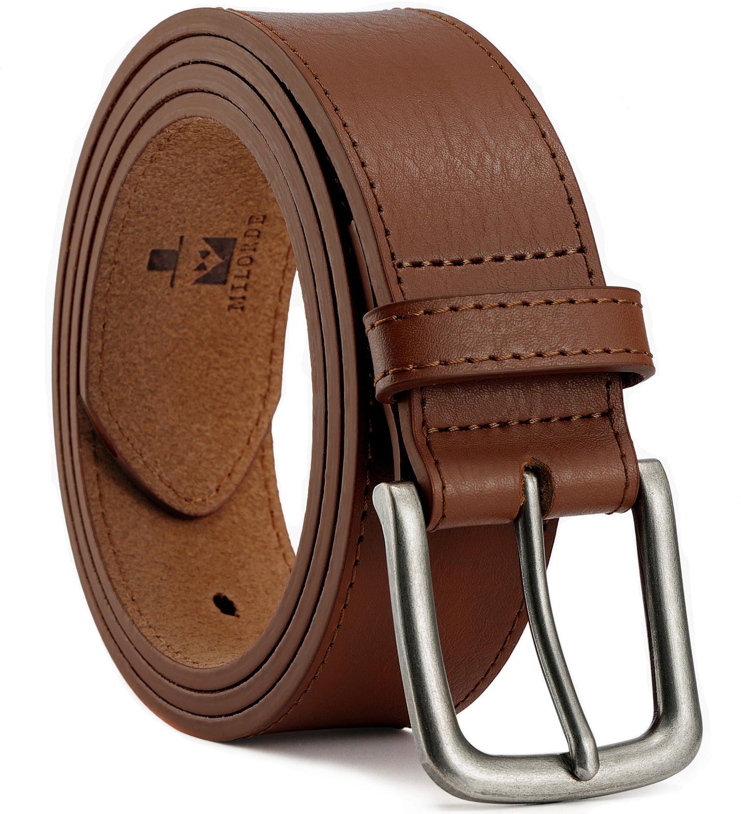 MILORDE Full Grain Leather Belt for Men, Work Belts for Men Heavy Duty, Daily Wear for Jeans Pants (Light Brown 208, 40)