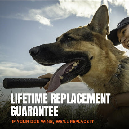 Monster K9 Chew Stick | Virtually Indestructible. Lifetime Guaranteed. | USA Made | VULCRON™ Natural Rubber | Durable, Heavy Duty Tug & Fetch Dog Toy for Aggressive Chewers | Med/Large Breeds, 9x1.75”