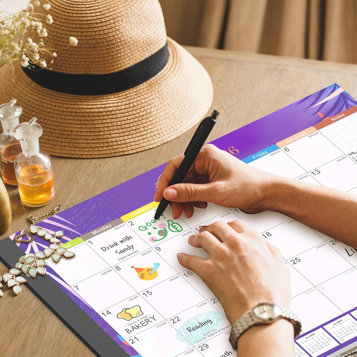 Gannyfer Desk Calendar 2026-2027 - 18 Month Large Desk Calendar 2026, Use January 2026 to Jun 2027, 22" x 17" Desktop Pad Calendar, Office Supplies Perfect for Planning and Organizing In Your Home, School or Office
