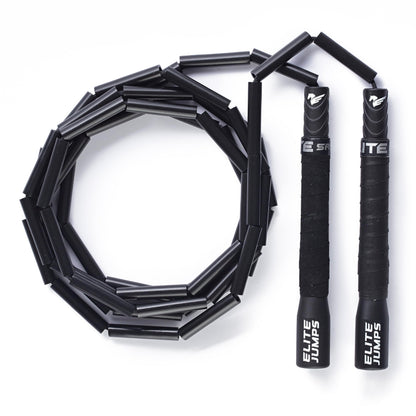 Elite Jumps - Heavy Beaded Jump Rope - 6.5oz Weighted Jump Rope for Women - Durable & Heavy Resistance - 10ft Long Adjustable Rope - Tangle-Free - Shatterproof 2” Beads - Long 8” Handles