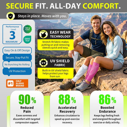 BLITZU Calf Compression Sleeve for Women and Men, Shin Splint Sleeves for Varicose Veins, Nursing, Pregnancy, Running, Footless Compression Socks Support for Calf Muscle Pain Relief White L-XL