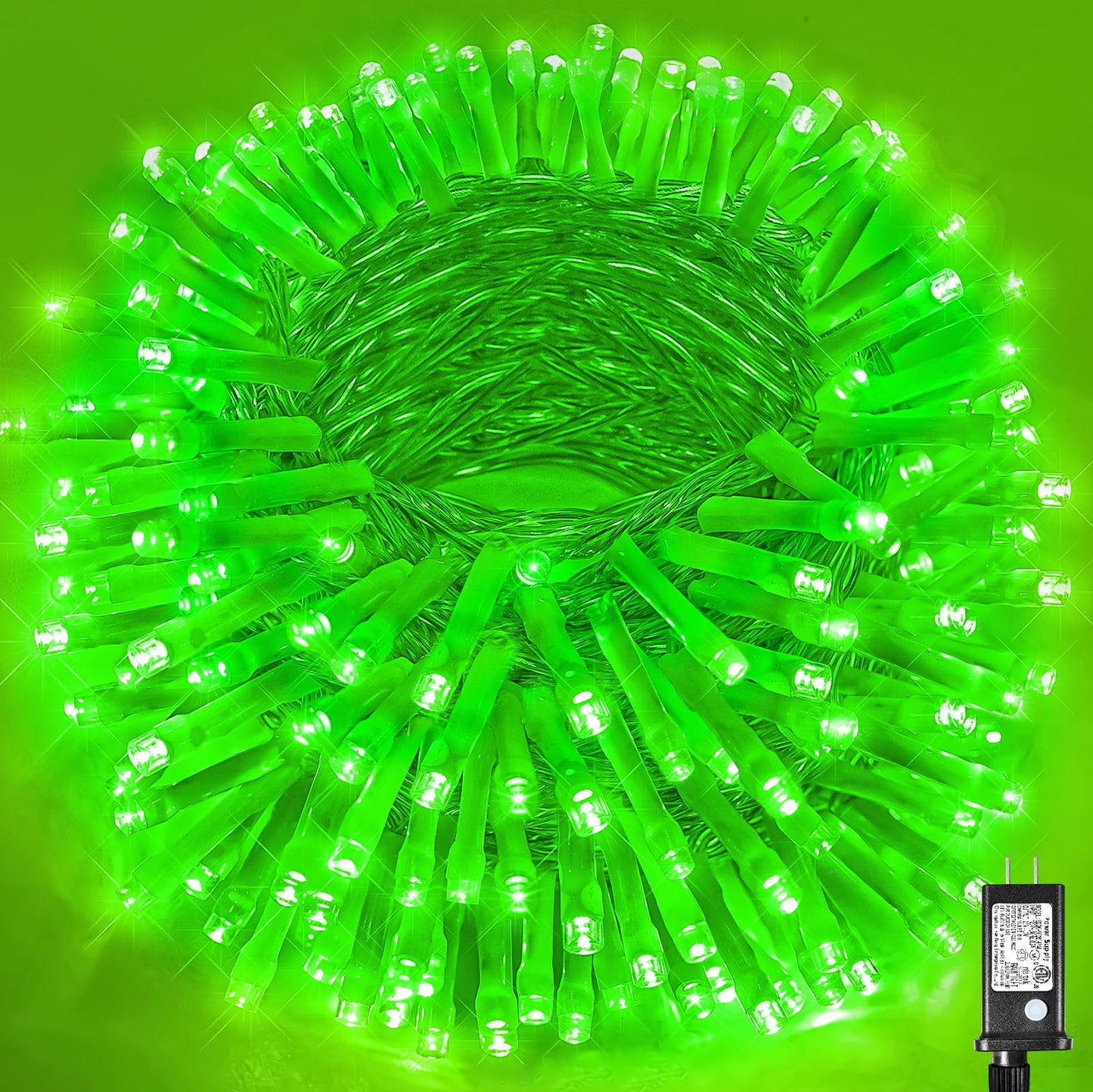 Vivideal 300 LED String Lights Indoor, 99ft Green St Patricks Day Lights for Bedroom Clear Wire 8 Modes, Waterproof Plug in Christmas Light with Timer Memory for Room Tree Party Decorations