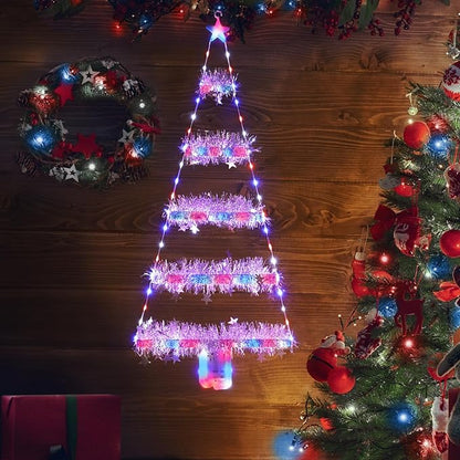 Toodour Christmas Decorations Indoor Lights, 2.65ft LED Christmas Lights, Red White Blue Wall Window Hanging Light, Battery Operated Holiday Decoration for Outdoor Garden New Year Home Decor