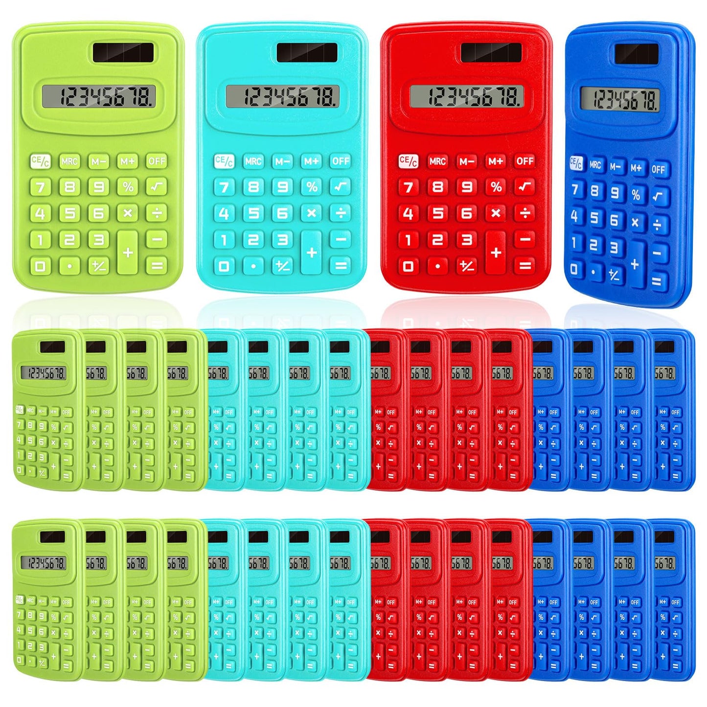 LEIFIDE 24 Pack Pocket Calculator Small Bulk Basic 4 Function Calculator 8 Digit Display Battery Powered for Desktop Home Office School Student Kids (Classic Colors)