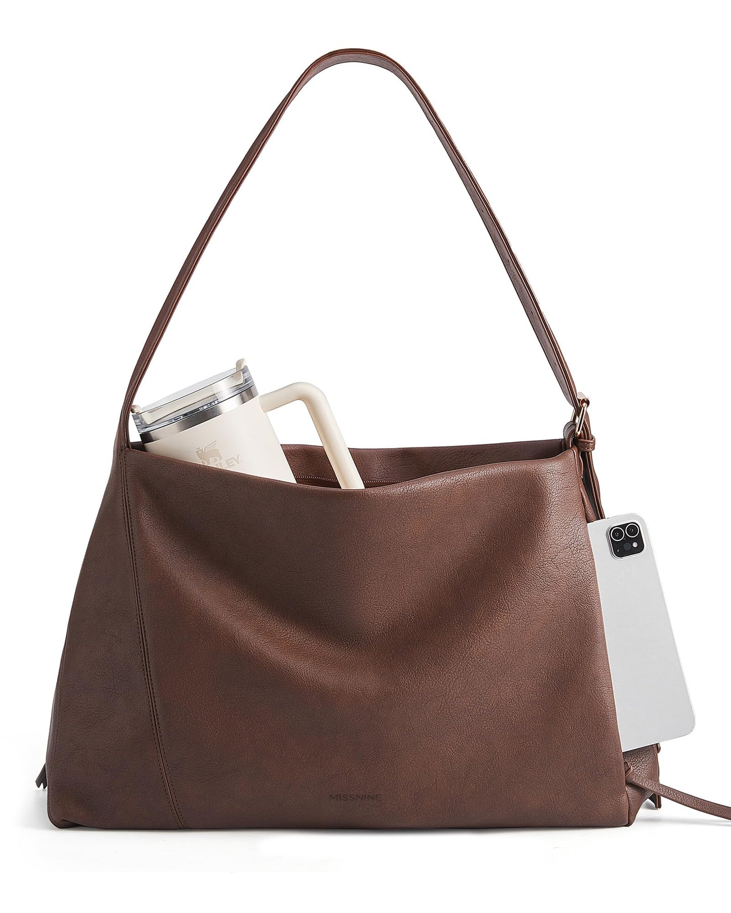 Missnine Hobo Bag for Women Designer Purse Shoulder Handbags Vegan Leather Tote Bag Large Crossbody Bags with Multi-Pockets,Coffee