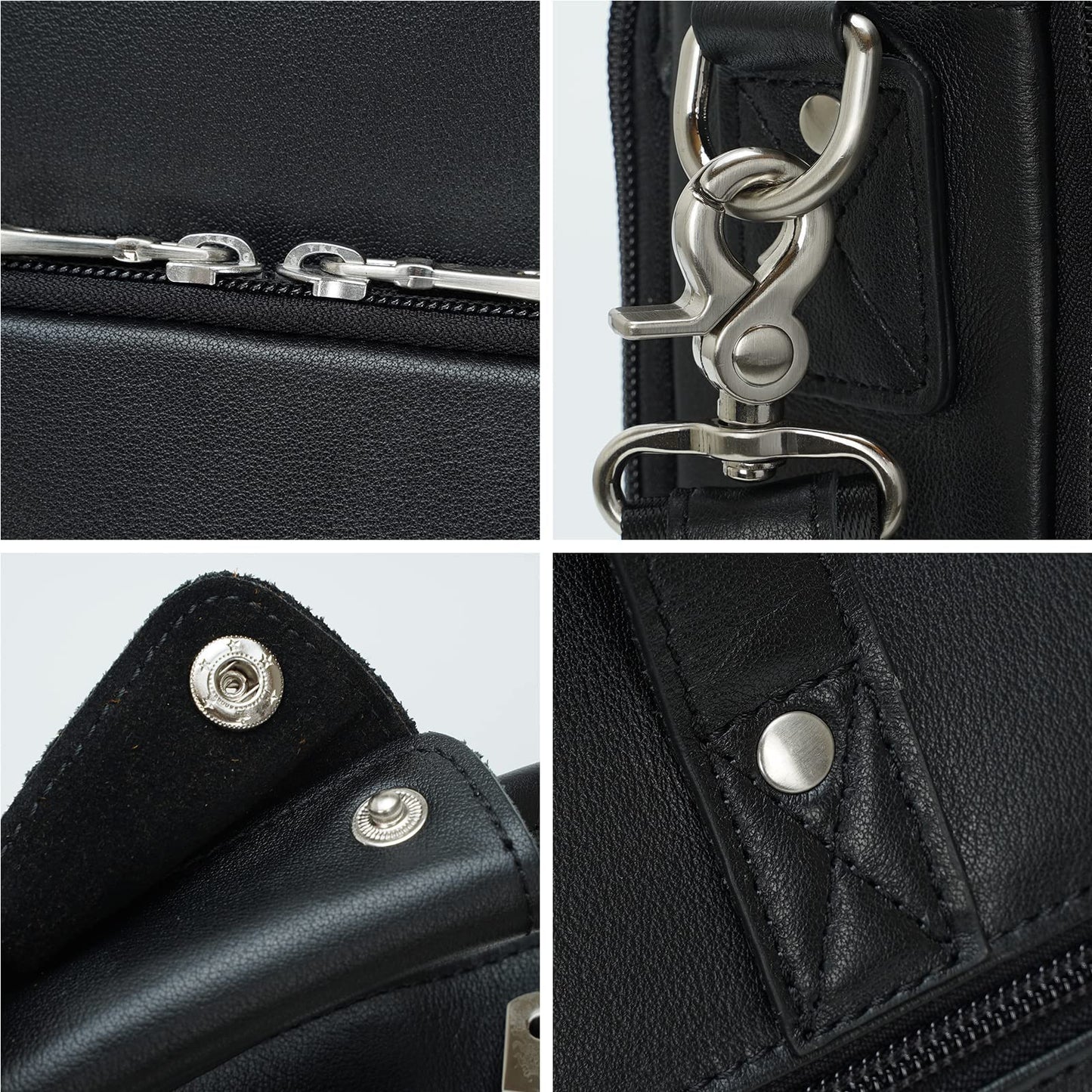 Masa Kawa Leather Briefcase for Men 17 Inch Laptop Crossbody Shoulder Messenger Office Bag Black Attache Case Handbag for Business Travel Work Lawyer Large