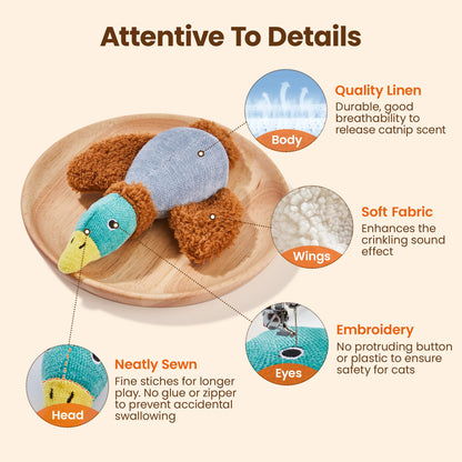 Potaroma Birds Cat Toys, 2 Pack Catnip Toys Soft Durable, Crinkle Sound Kicker Toys for Interactive Indoor Kitten Exercise 6.5 Inches for All Breeds