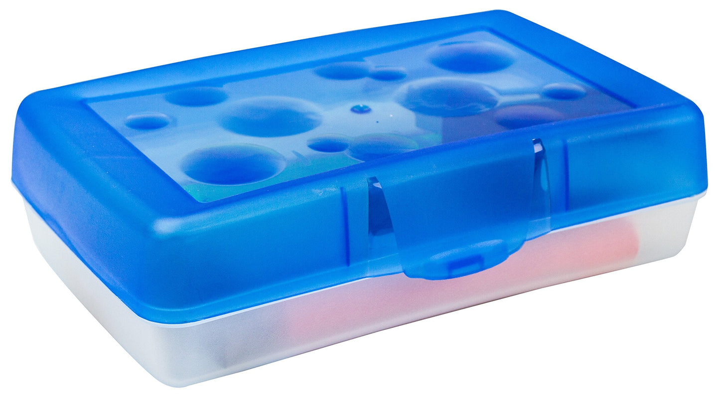 Storex Pencil Case, 8.38 x 5.63 x 2.5 Inches, Opaque Blue, Box of 12 (61623A12C)