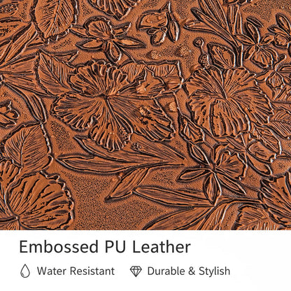 Kinmac Embossed PU Leather 360° Heavy Duty Protective Laptop Sleeve with Poacket (Coffee Flower, 15 inch-15.6 inch)