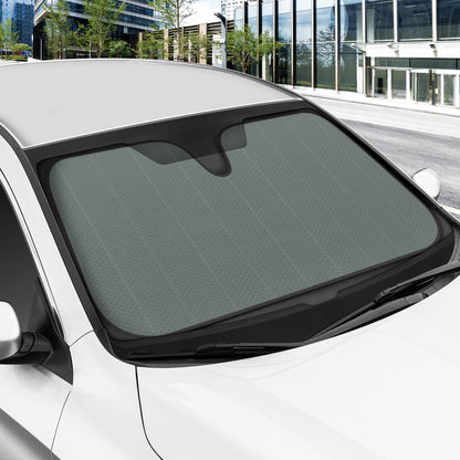 Motor Trend Gray Accordion Folding Car Windshield Sun Shade - Blackout Sun Visor for Car Windshield - Foldable Jumbo Sunshade and Front Window Truck Sun Screen for UV Sun Protection - 66 x 27