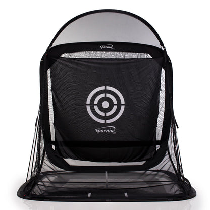 Spornia SPG-7 Golf Practice Net - Automatic Ball Return System W/Target Sheet, Two Side Barrier (with Roof)
