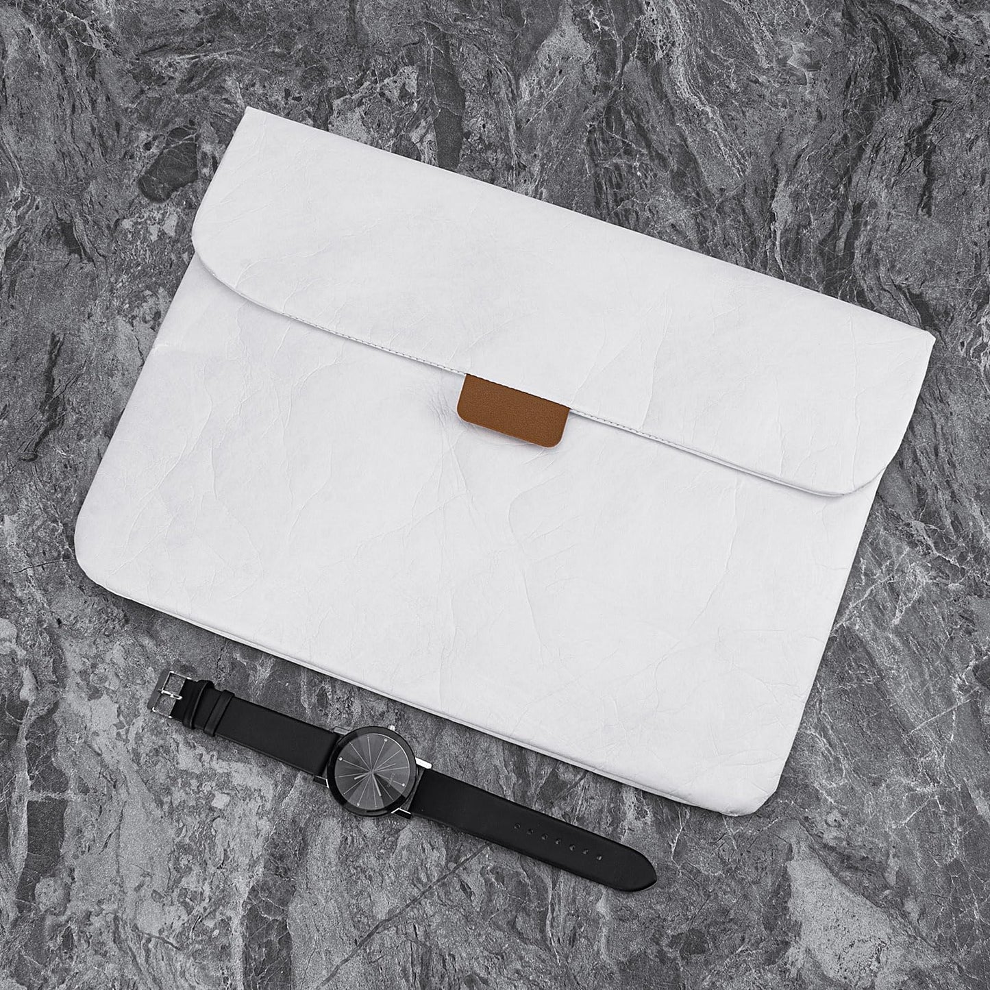 HannaFires Retro Paper Clutch Bag - Portable Tablet & Document Sleeve with Water Repellent Liner for Work, School & Gift (White)