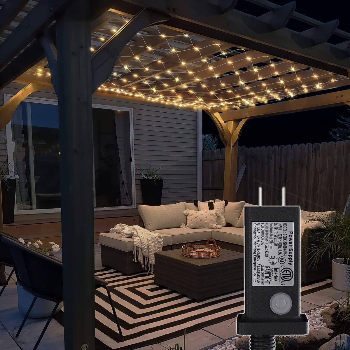 Eueasy LED Net Lights, 270 LED 10x10FT with Timer & 8 Lighting Modes, Outdoor Net Lights for Gazebo, Bush, Wedding, Holiday