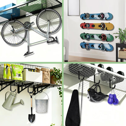 2 Pack Extra Large Bike Hooks for Garage, Bike Hanging Hooks 88lb Heavy Duty Ceiling Mount Storage Hooks for Bikes and Skis with Rubber Coated Anti Slip Black
