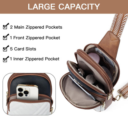 Telena Crossbody Sling Bags for Women, PU Leather Fanny Packs Cross Body Bag for Woman