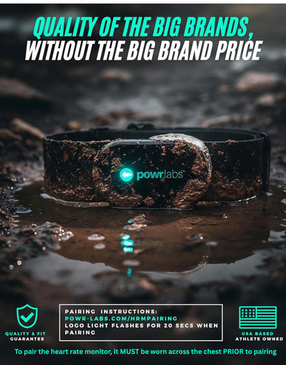 Powr Labs Bluetooth and ANT+ Heart Rate Monitor Chest Strap - All Day Comfort, Easy Connectivity - Compatible with Polar, Garmin, Peloton, Wahoo