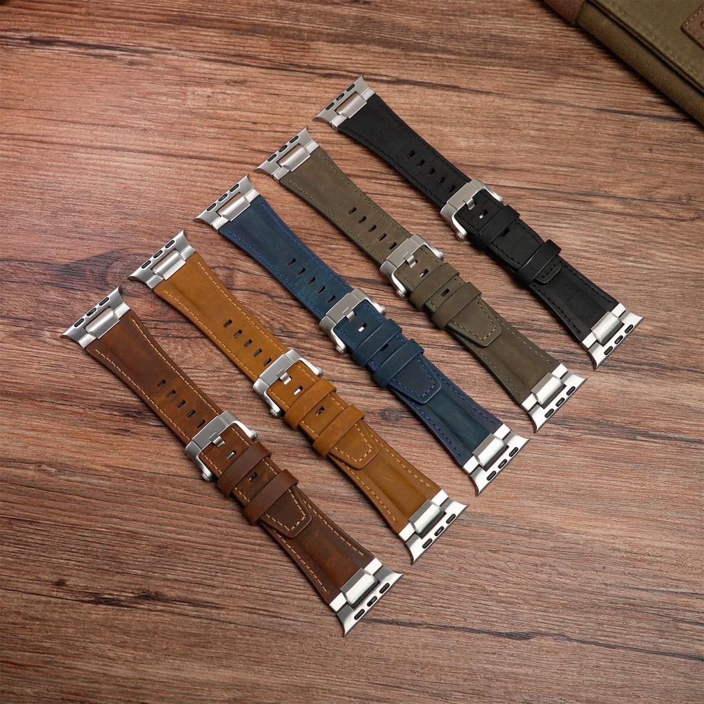 Genuine Leather Band Compatible with Apple Watch Ultra Band 49mm 46mm 45mm 44mm for Men,Vintage Genuine Leather Replacement Strap for iWatch Ultra 3 2 1,SE 3 2 1,series 11 10 9 8 7 6 5 4