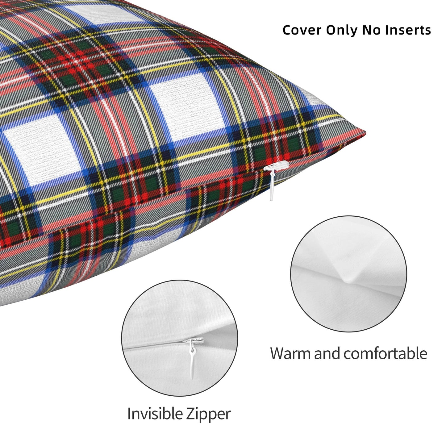 JOOCAR Plaid Pillow Cover 26x26 inch Scottish Tartan Red and White Plaid Throw Pillow Cover Farmhouse Christmas Decoration Xmas Decor Winter Holiday Cushion Case for Sofa Couch
