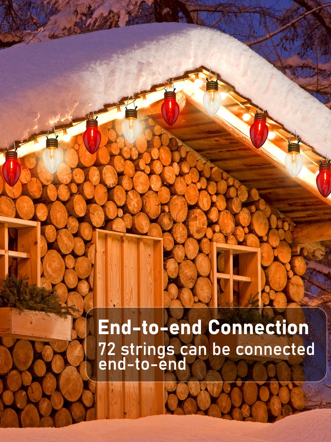 SUNSGNE Jumbo Christmas Lights Outdoor, 16FT Red and White Christmas Lights with 10 Count 5'' Clear Glossy LED Bulbs for Home Tree Roof Yard Garden Patio Balcony Decorations