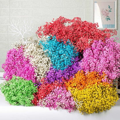 Dried Babys Breath Flowers Bouquet-17 Inch 2500+ Ivory Dark Blue Dried Flowers, Natural Dry Flowers for Wedding Flowers, Table Vase Decor, DIY Wreath Floral, Home Office Party Garden Decoration