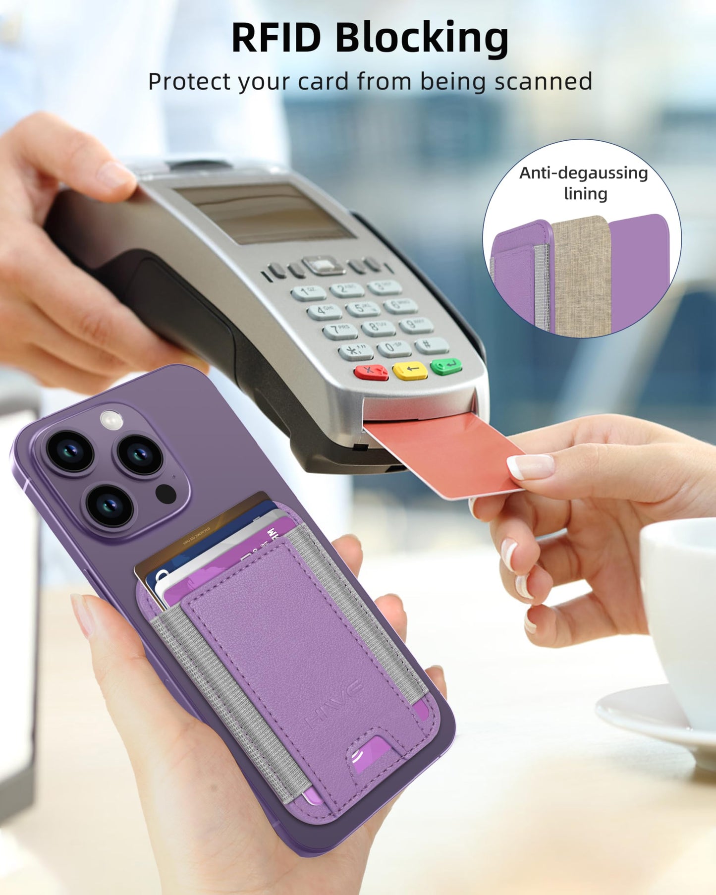 HiWe for MagSafe Wallet: 7-Card Holder, RFID Blocking, Strong Magnet for iPhone 12-17 Series, Slim, 1 Slot