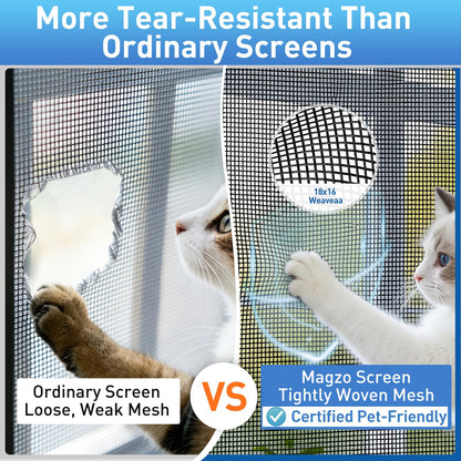 MAGZO Window Screen Replacement Mesh 48"W x 99"L - Pet Resistant Premium & Durable Polyester Screen Door Mesh, Allows Fresh Air In, DIY Repair Kit Includes Tool for Sliding Doors,Windows,Patio, Gray