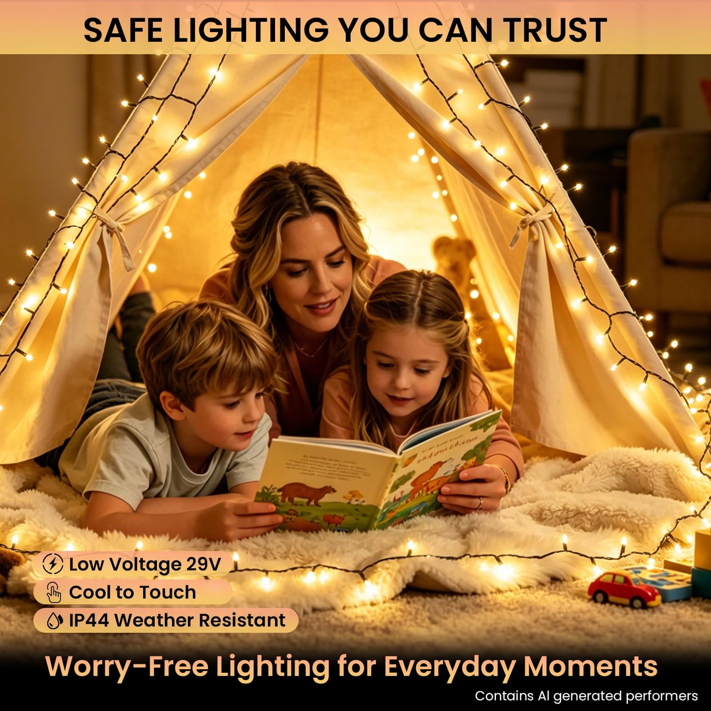 500 LED Cluster String Lights, 49FT Plug-in Fairy Lights with Remote, Timer, 8 Modes & 4 Brightness Levels, Warm White Indoor Outdoor Decorative Lights for Bedroom, Patio, Garden, Wedding, Holiday