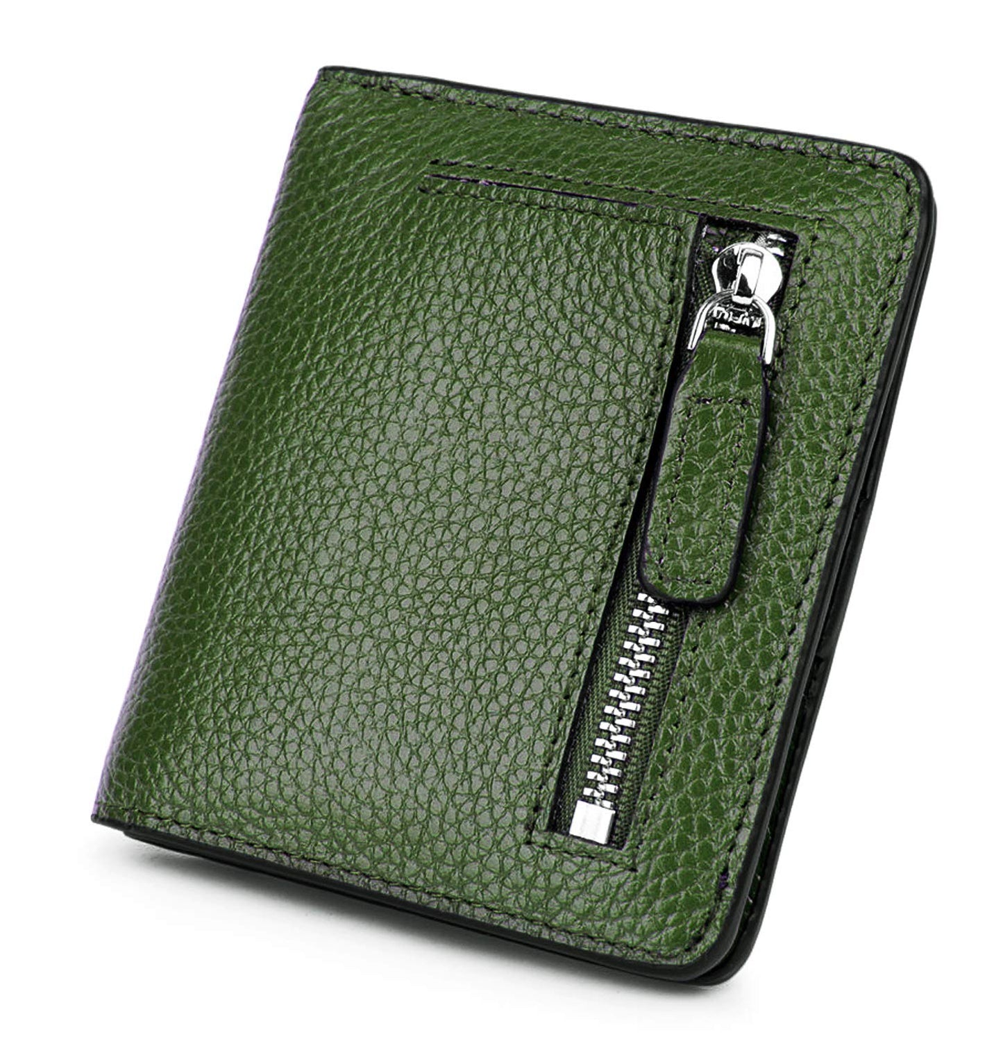 AINIMOER Small Leather Wallet for Women, Ladies Credit Card Holder RFID Blocking Women's Mini Bifold Pocket Purse, Green