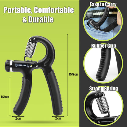 Exology Fitness Grip Strength Trainer 11lbs-132lbs (5kg-60kg)– Non Slip Hand Grip Strengthener with Stainless Steel Spring for Improving Hand, Finger, and Forearm Strength