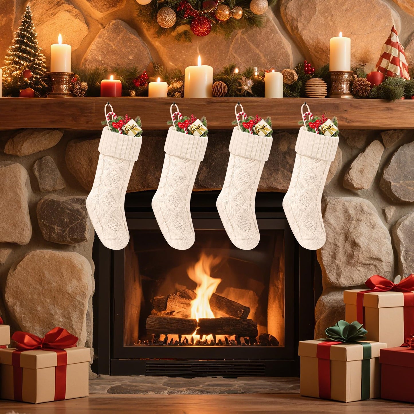 Doitory Christmas Stockings 18 Inches,Knitted Socks Christmas Decoration