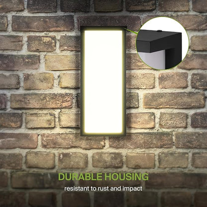 ASD LED 14" Outdoor Wall Light, Front Door House Sconce | 3CCT, Dimmable, Waterproof, ETL Listed | 20W 1900LM 3000-5000K 120V | Exterior Patio Lighting Fixture, Flush Mount Porch Lamp | Black, 4 Pack