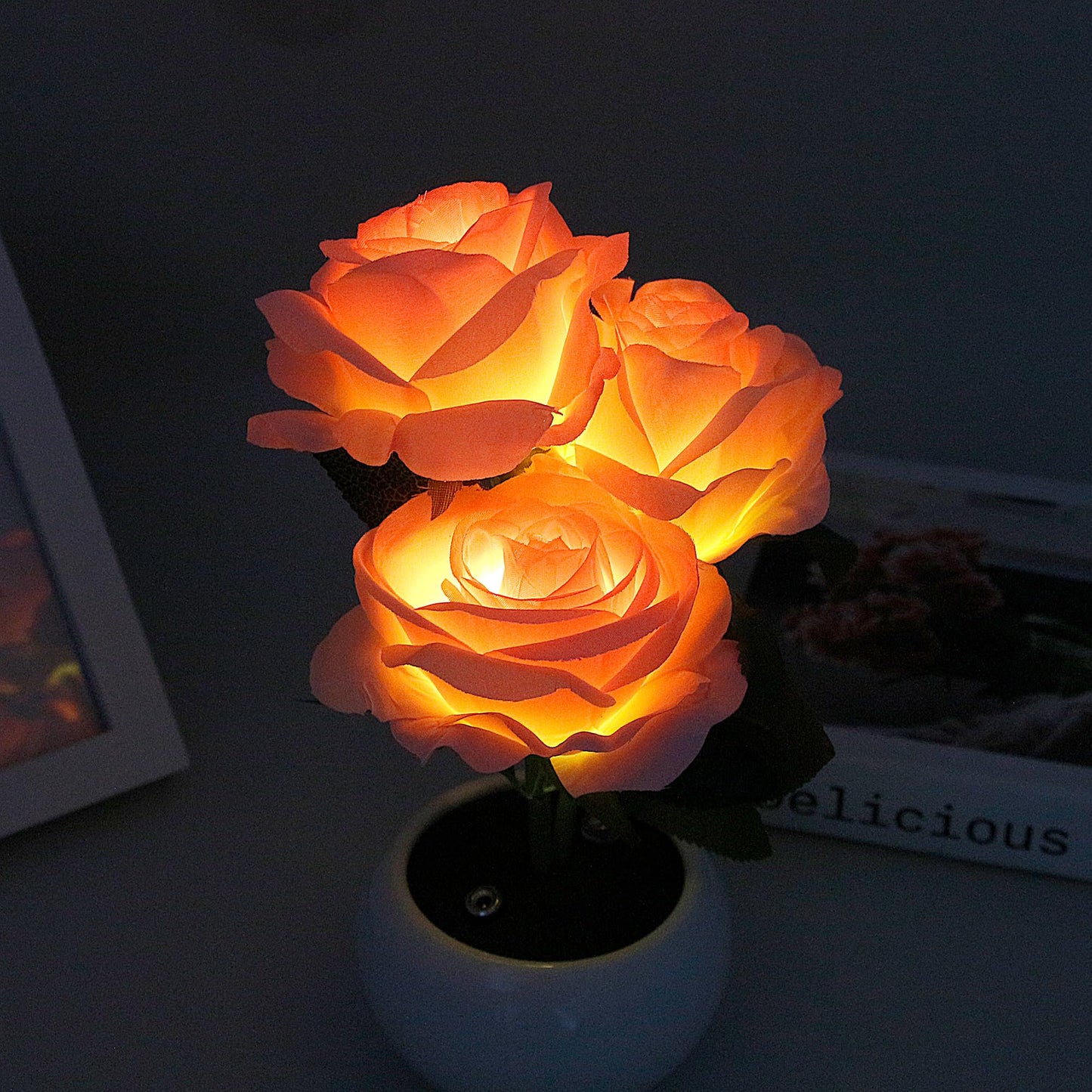 Naimo Rose Night Light Rechargeable LED Night Lamp Flower Table Lamp for Bedroom Living Room Birthday Party Desktop Home Decor