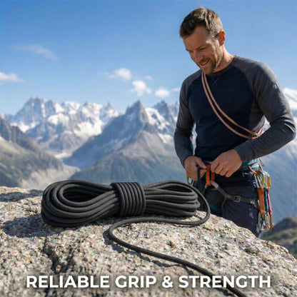 Double Braided Arborist Rope - 1/2 Inch x 200 Feet Polyester Rope - High Strength Climbing Rope for Tree Work, Swing, Halyard, Sailing(Black)