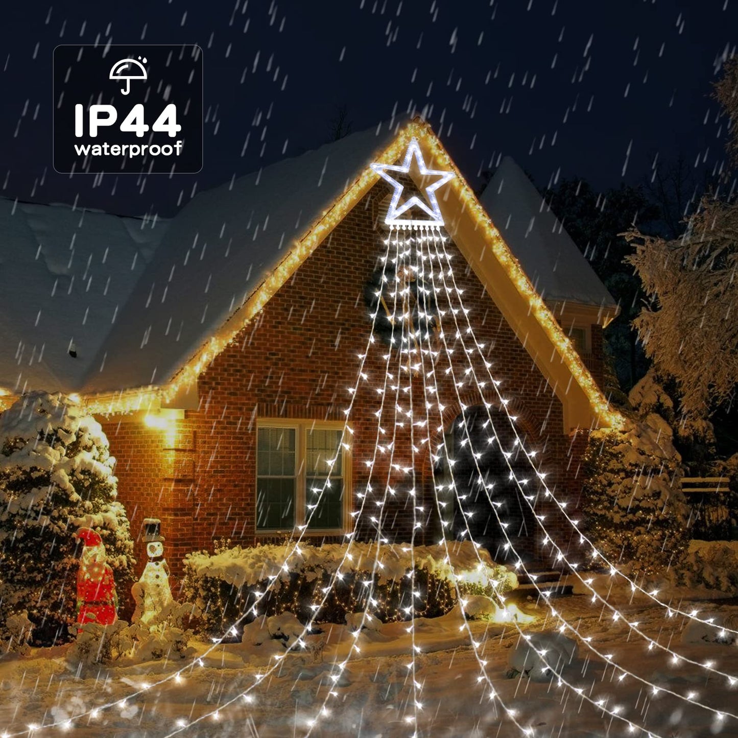 XUNXMAS Christmas String Lights Outdoor Decoration 317 LED Star Fairy String Lights 8 Modes & Waterproof for Party Wedding Patio Yard New Year Holiday Indoor Outdoor Cool White