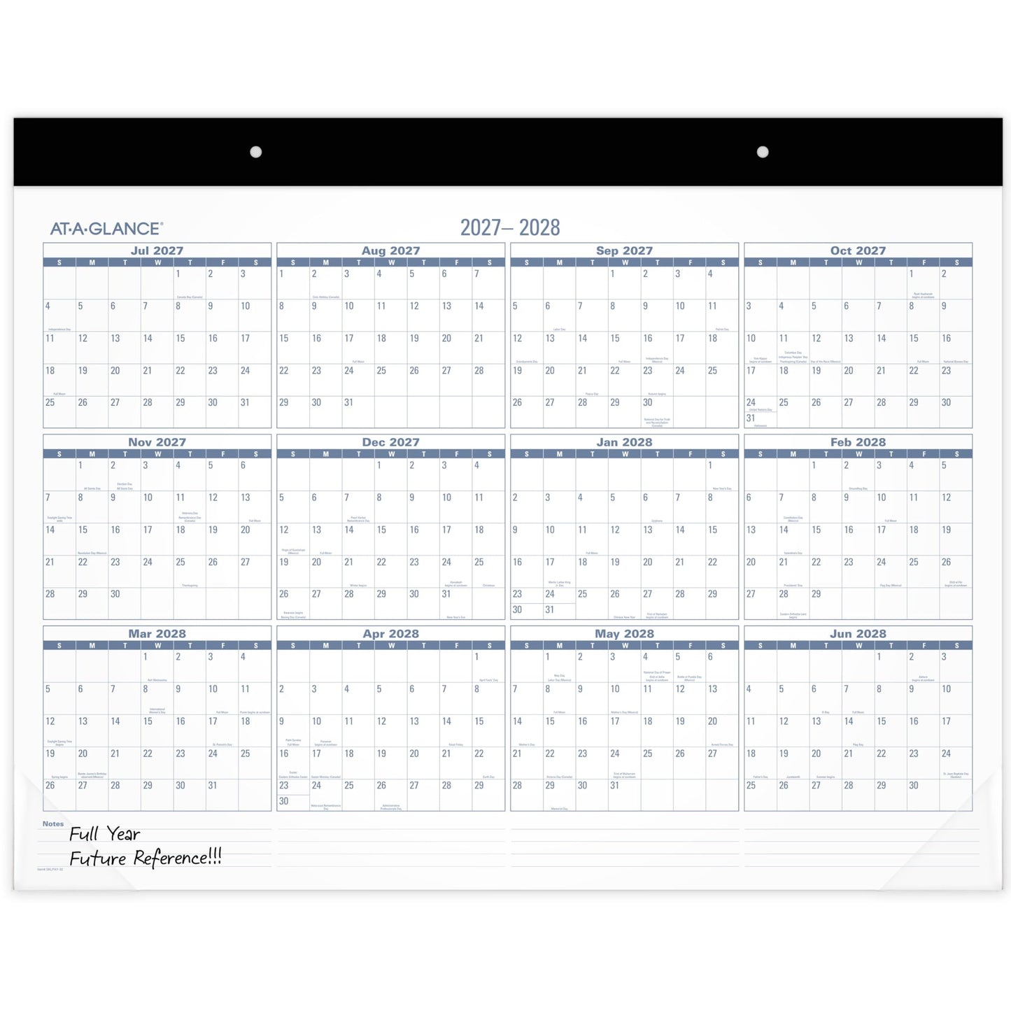 AT-A-GLANCE Desk Calendar 2026-2027 Planning Pad, Academic 12-Month July-June, Monthly, 21-3/4" x 17" Standard, Easy-to-Read, Unruled Daily Blocks (SKLPAY32)