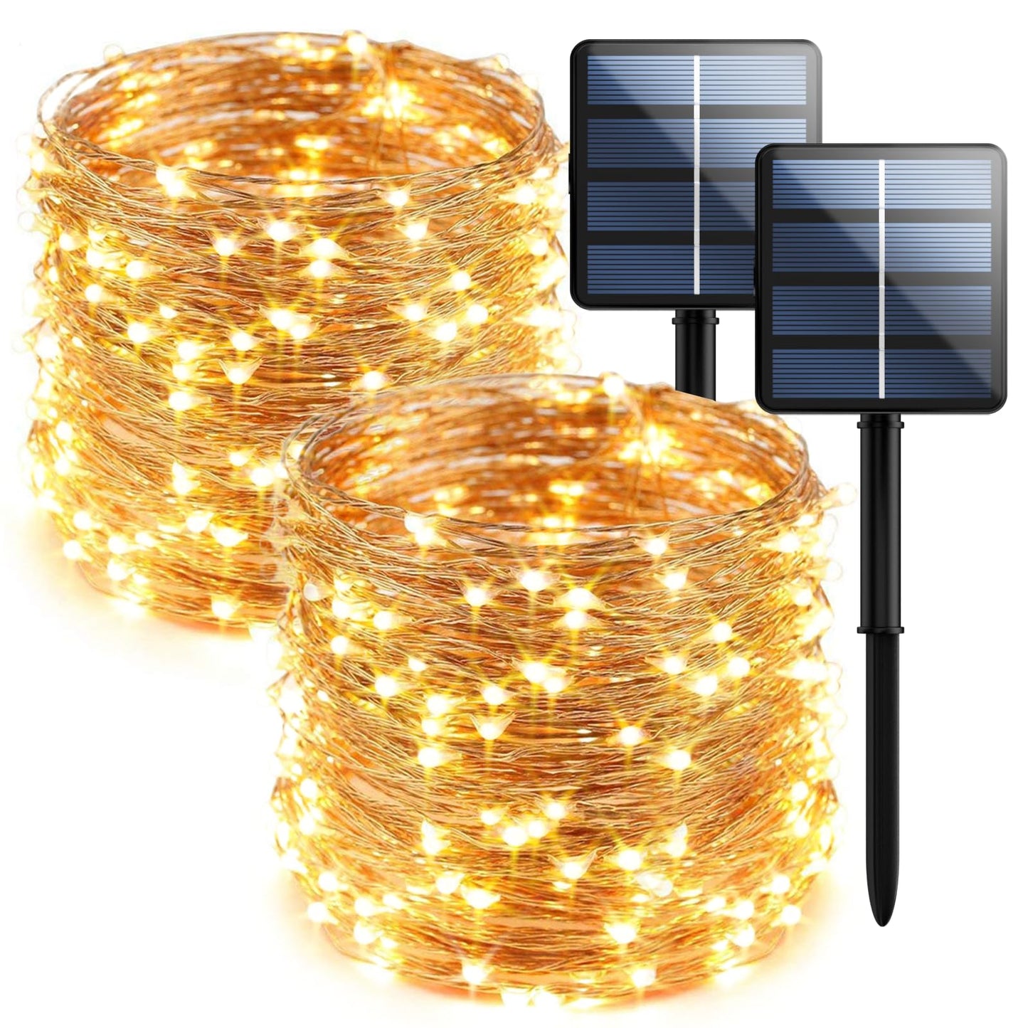 2-Pack 200 LED Solar Fairy Lights Outdoor, Upgraded Oversize Lamp Beads & Super Bright Solar String Lights Outoor, 8 Modes Solar Lights for Garden Patio Decorations