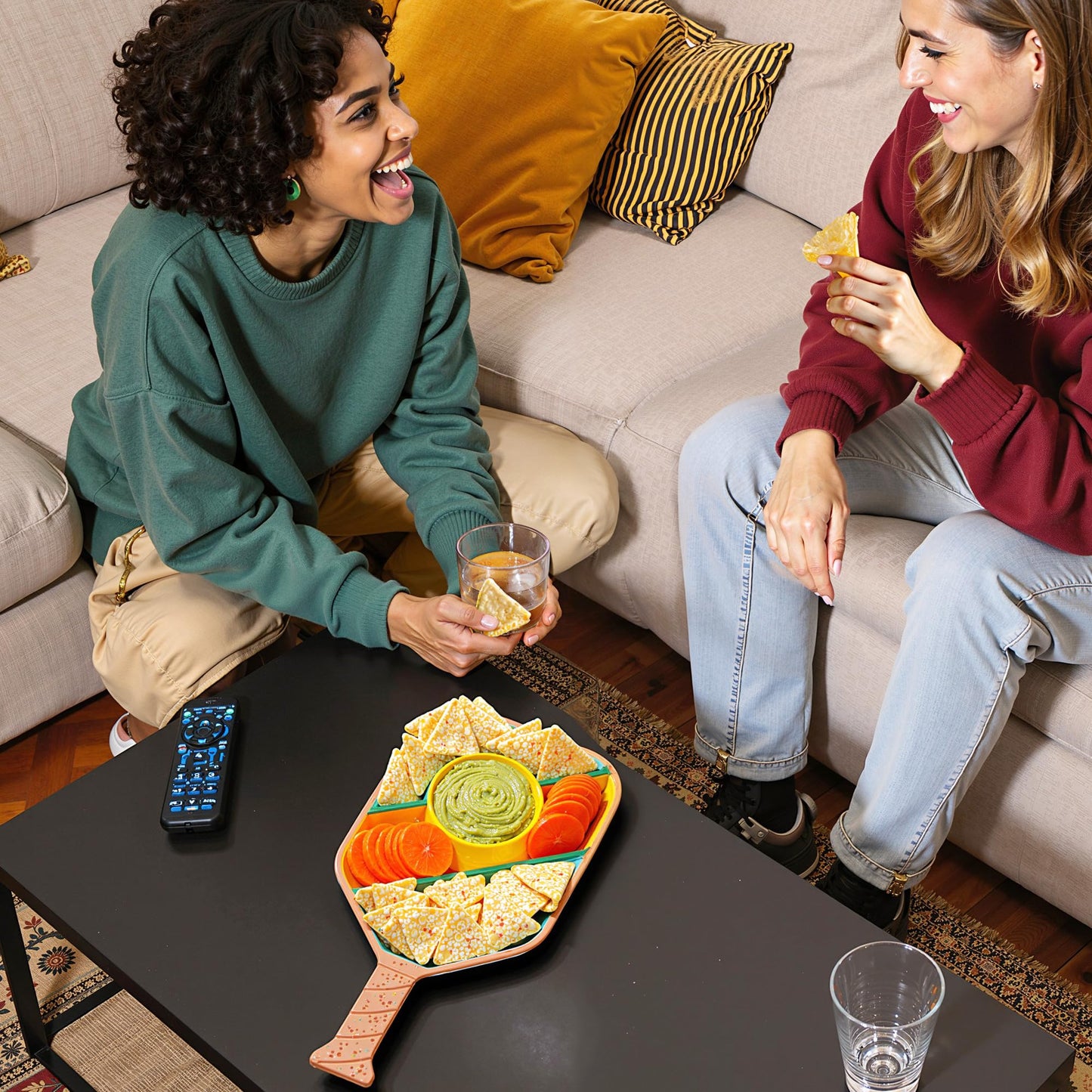 Pickleball Paddle Snack Tray - Cool Pickleballs Serving Tray for Snack - Paddle-Shaped Serving Tray with Compartments - Unique Divided Snack Trays for Pickleball Fans