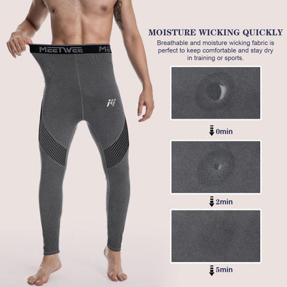 MEETWEE Thermounterhose Herren, Thermounterwäsche Lange Unterhose Winter Leggings Funktionsunterwäsche Skiunterwäsche Warme Unterwäsche Männer