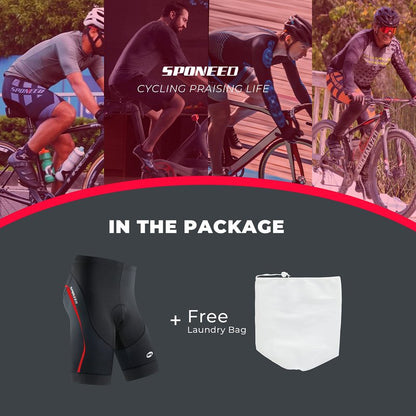 Bicycle Shorts for Men Padded Compression Bike Underwear with Padding Cyclist Gear US L Red