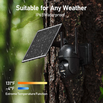 SEHMUA Solar Security Cameras Wireless Outdoor, 2K 360° View Battery Powered Outdoor Camera, WiFi Home Security with Spotlight Color Night Vision, PIR Sensor