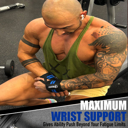 Beastpowergear Wrist Wraps |Competition Grade|18 Inch Professional Quality Provides Additional Wrist Support During Weightlifting, Powerlifting, Strength Training. (Black/Blue, 18")