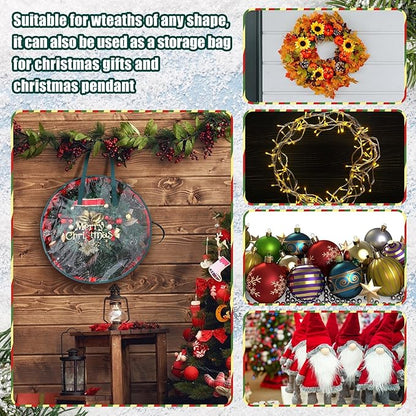 Shappy 2 Pcs Christmas Wreath Storage Bag Clear Wreath Box Wreath Storage Containers with Clear Window and Handle Christmas Garland Storage Containers for Xmas Holiday Seasonal Storage (24 Inch)