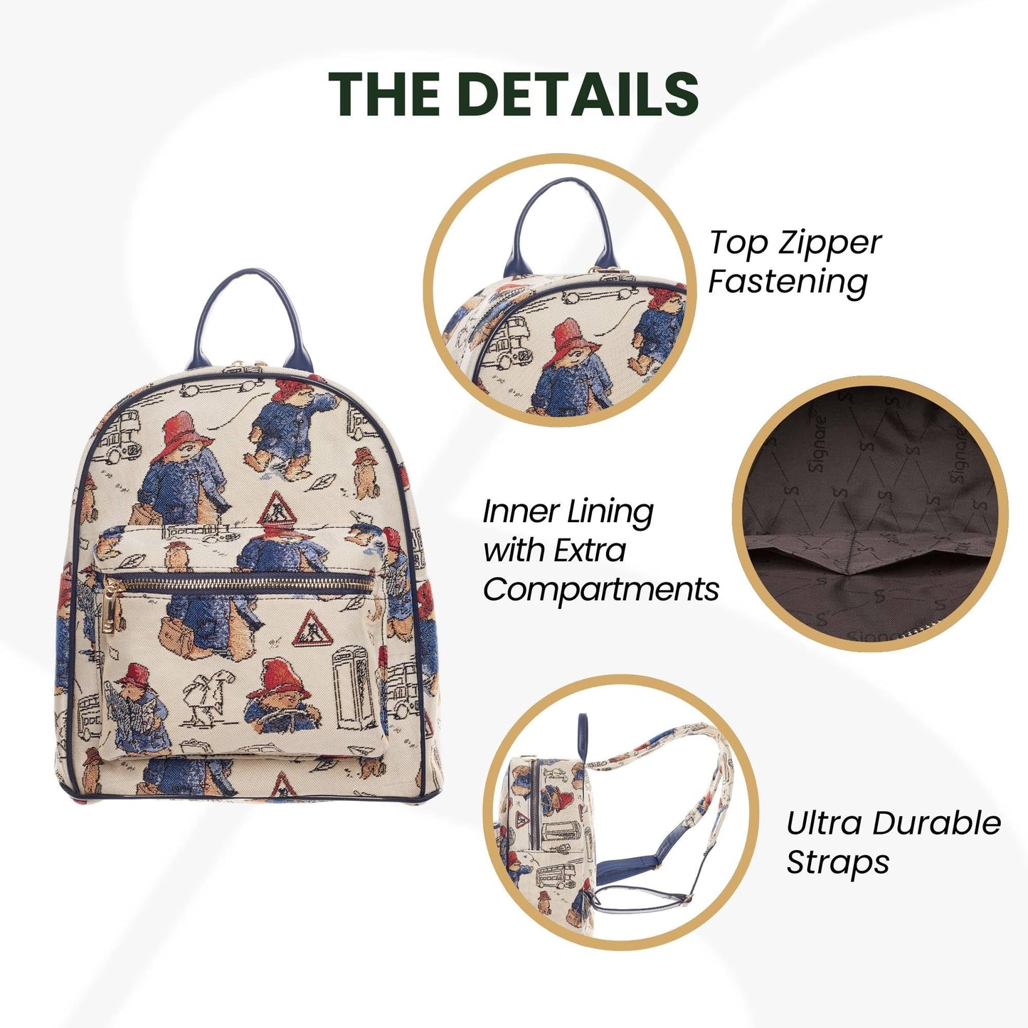 Signare Tapestry Women Backpack Rucksack Casual Daypack With Paddington Bear Design (DAPK-PADD)